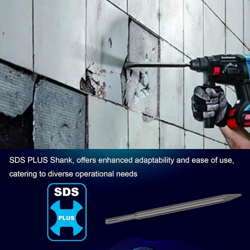 Phyxlyn 16 Inch SDS Plus Chisel, Point Chisel with Sds Plus Shank Ideal for Concrete Demolition, Tile Removal Chisel Tool for SDS Plus Hammer Drill Attachment - Image 2